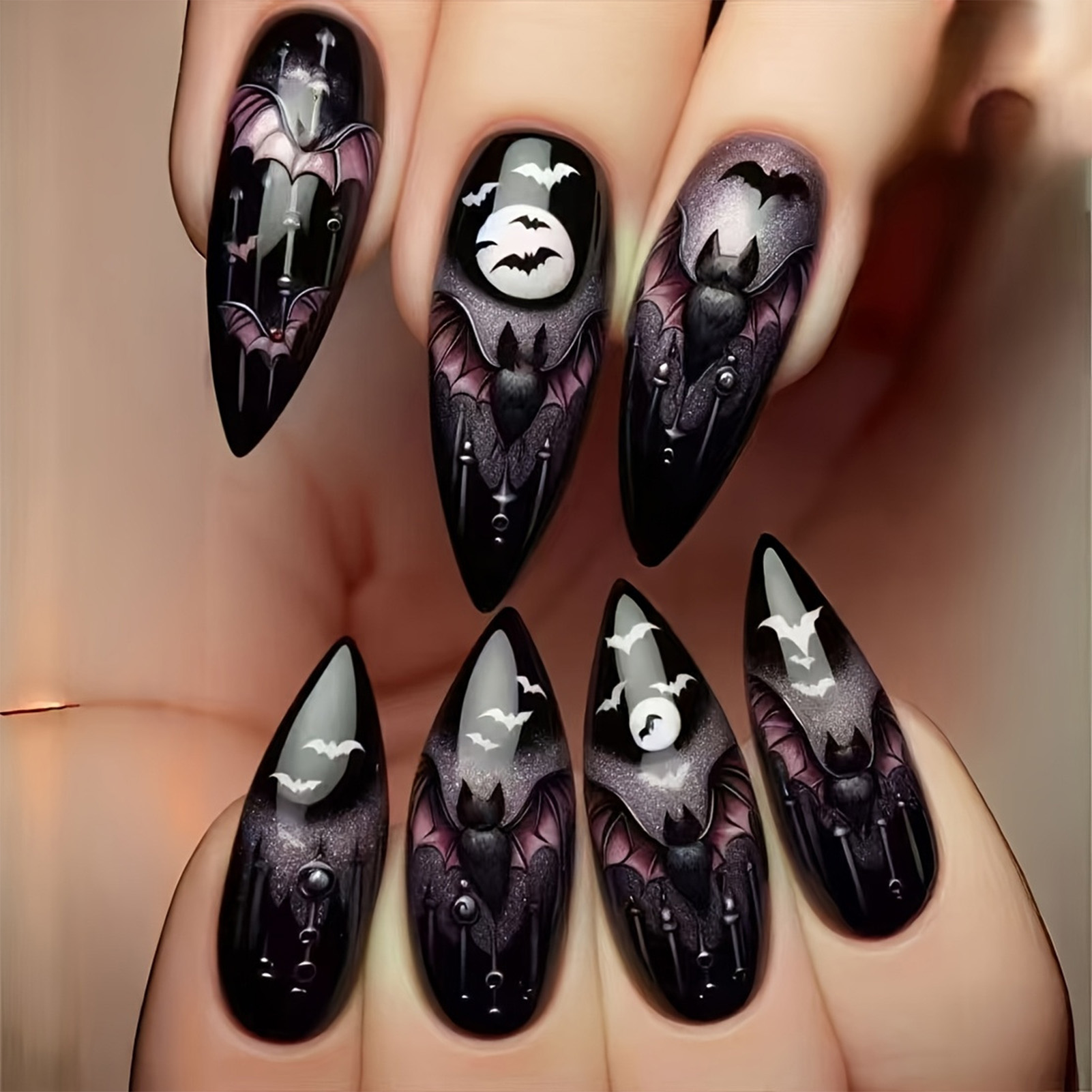 24Pcs Halloween Fake Nails Bla - đánh giá và giá Cosplay Bat Prop